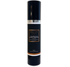 A tall black cylindrical bottle of Bella Vea Calming Plum Mineral Sunscreen SPF 50, featuring a shiny black cap, a silver metallic band, and a black label with gold and white text, set against a plain white background.