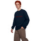 Oversized crewneck sweatshirt with 'Badass Redhead' embroidery shown front on mannequin
