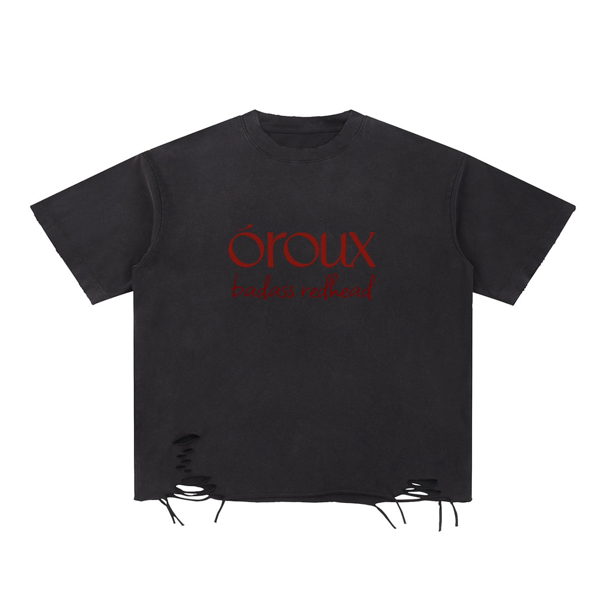 Óroux Badass Redhead Snow Washed Raw-Hem T-Shirt