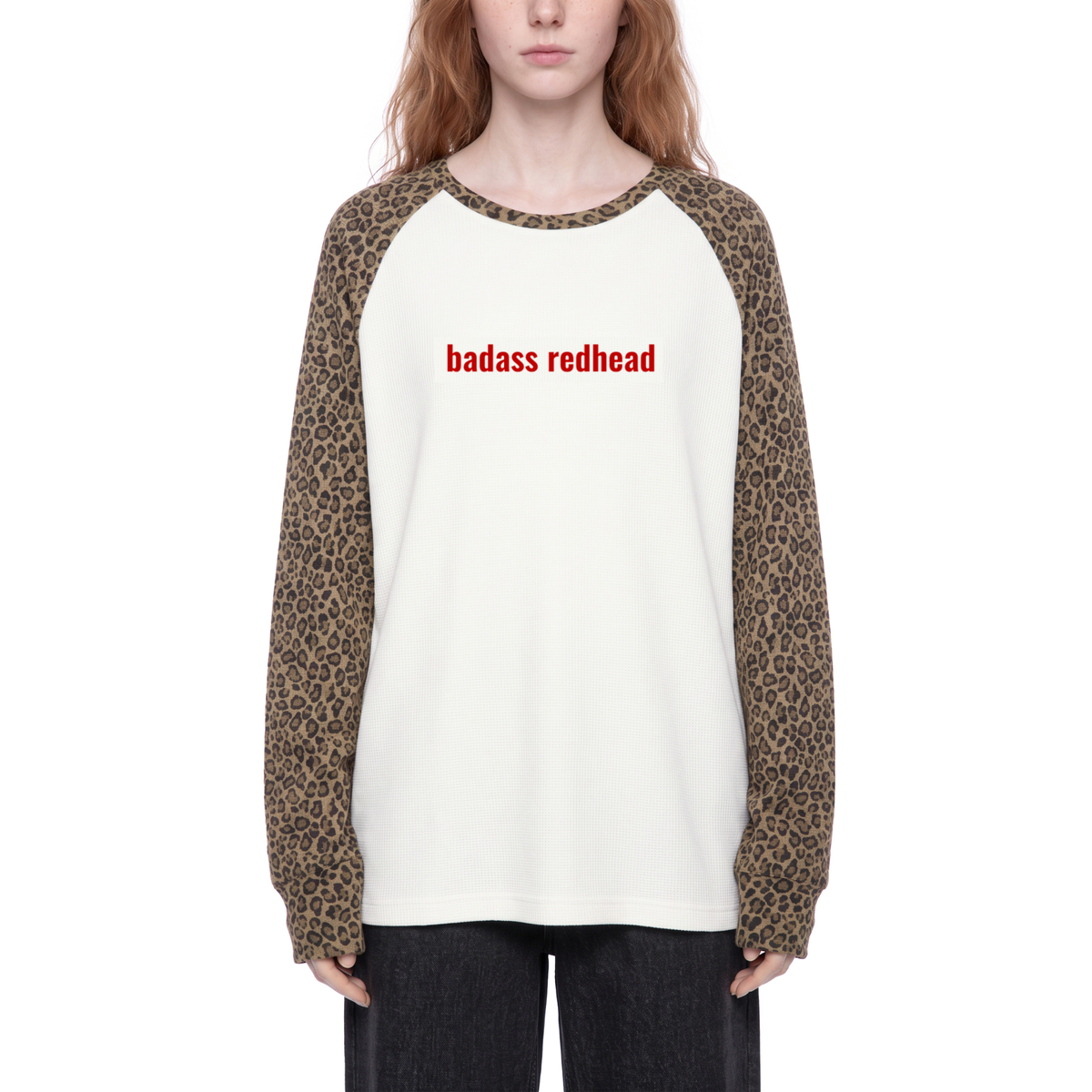 Badass Redhead Unisex Leopard Sleeve T-Shirt