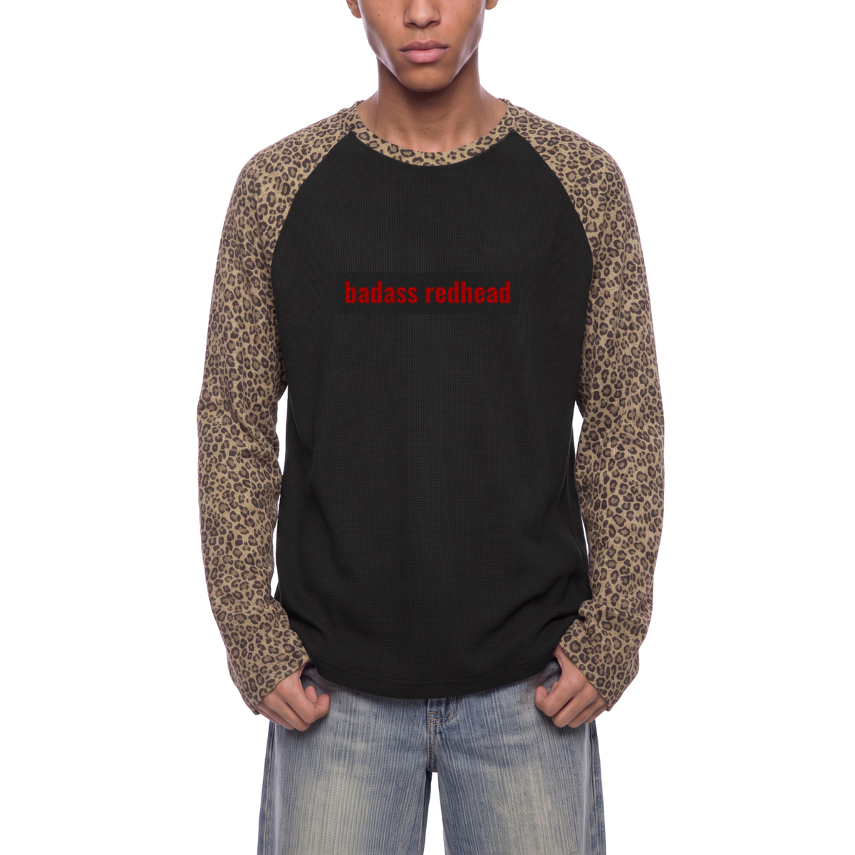 Badass Redhead Unisex Leopard Sleeve T-Shirt