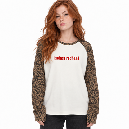 Badass Redhead Unisex Leopard Sleeve T-Shirt