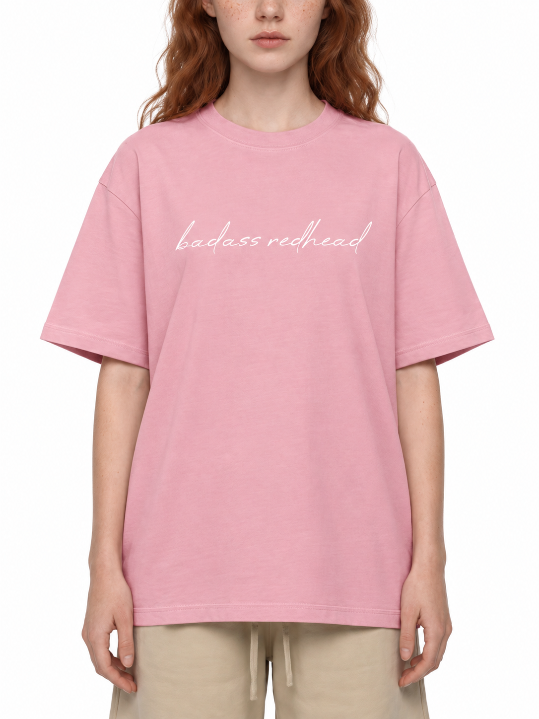 badass redhead oroux shirt in pink