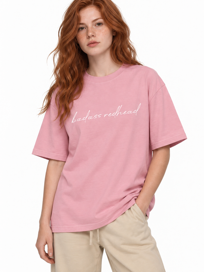 badass redhead oroux shirt unisex for men or women in pink