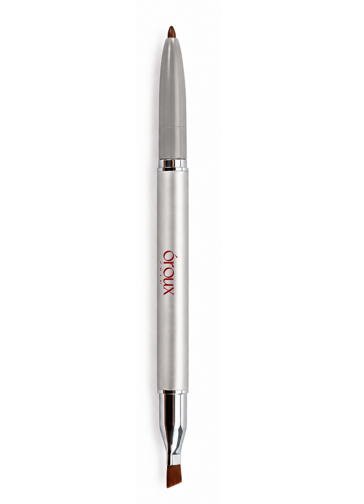A oroux redhead eyebrow pencil shown horizontally against a plain white background.